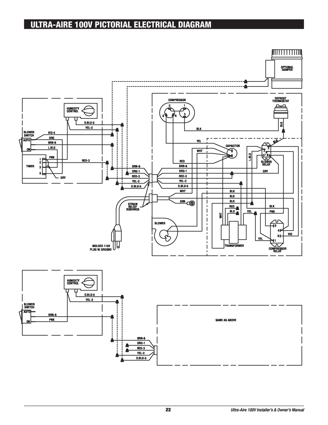 Therma-Stor Products Group Ultra-Aire 100V owner manual ULTRA-AIRE100V PICTORIAL ELECTRICAL DIAGRAM 