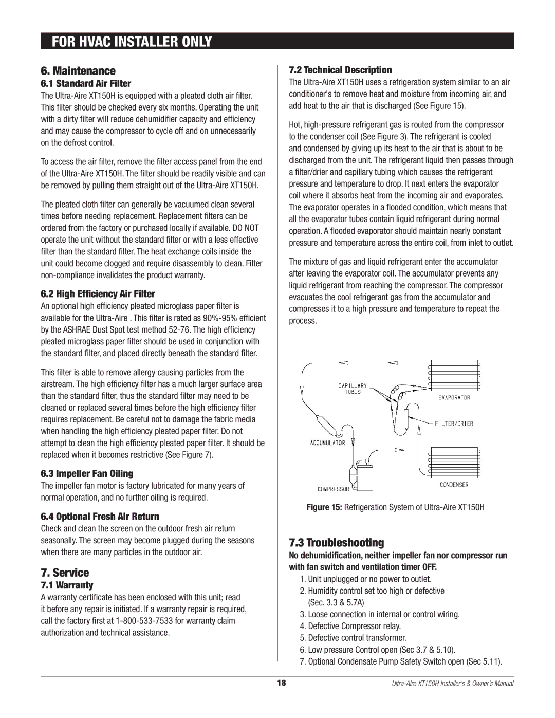 Therma-Stor Products Group XT150H owner manual Maintenance, Service, Troubleshooting 