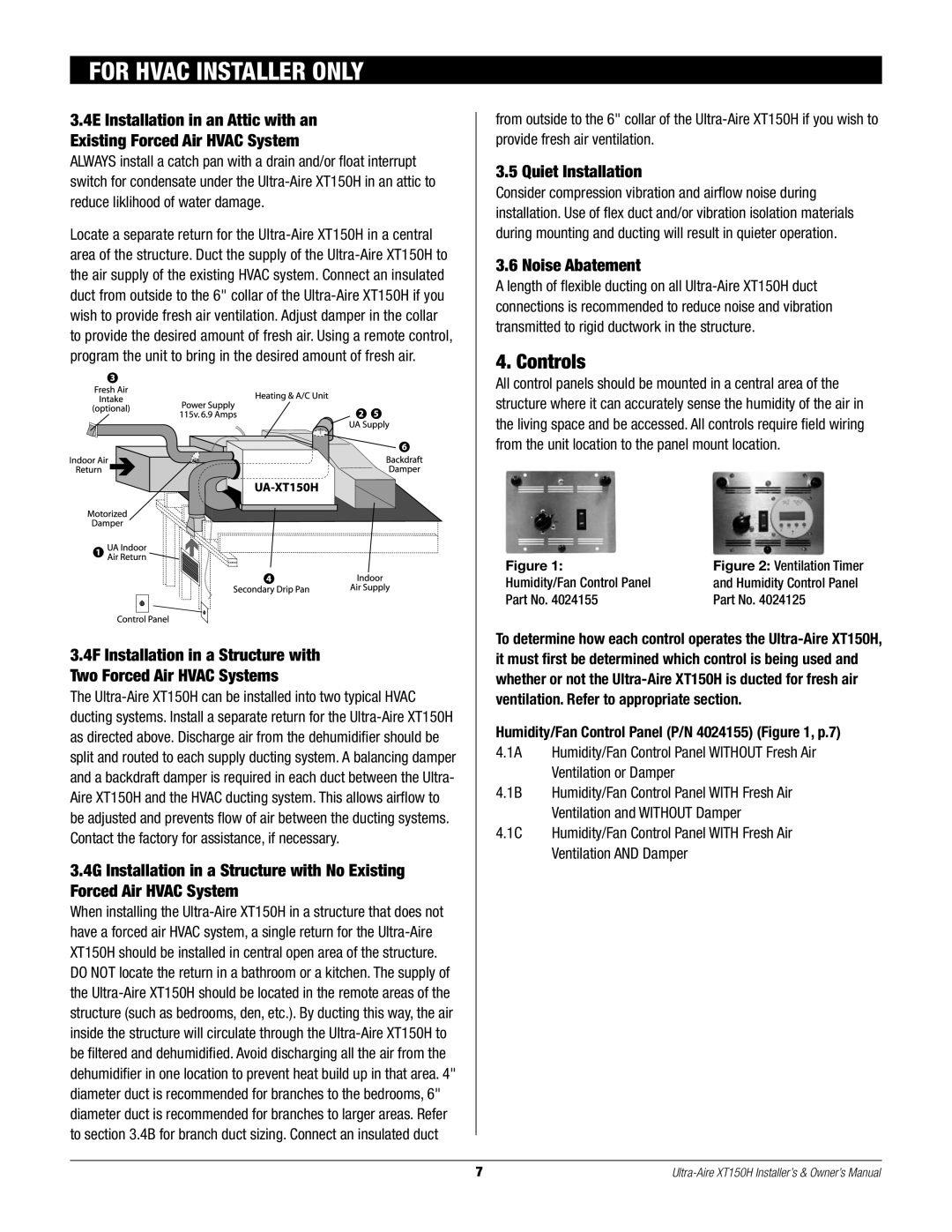 Therma-Stor Products Group XT150H owner manual Controls, Quiet Installation, Noise Abatement 