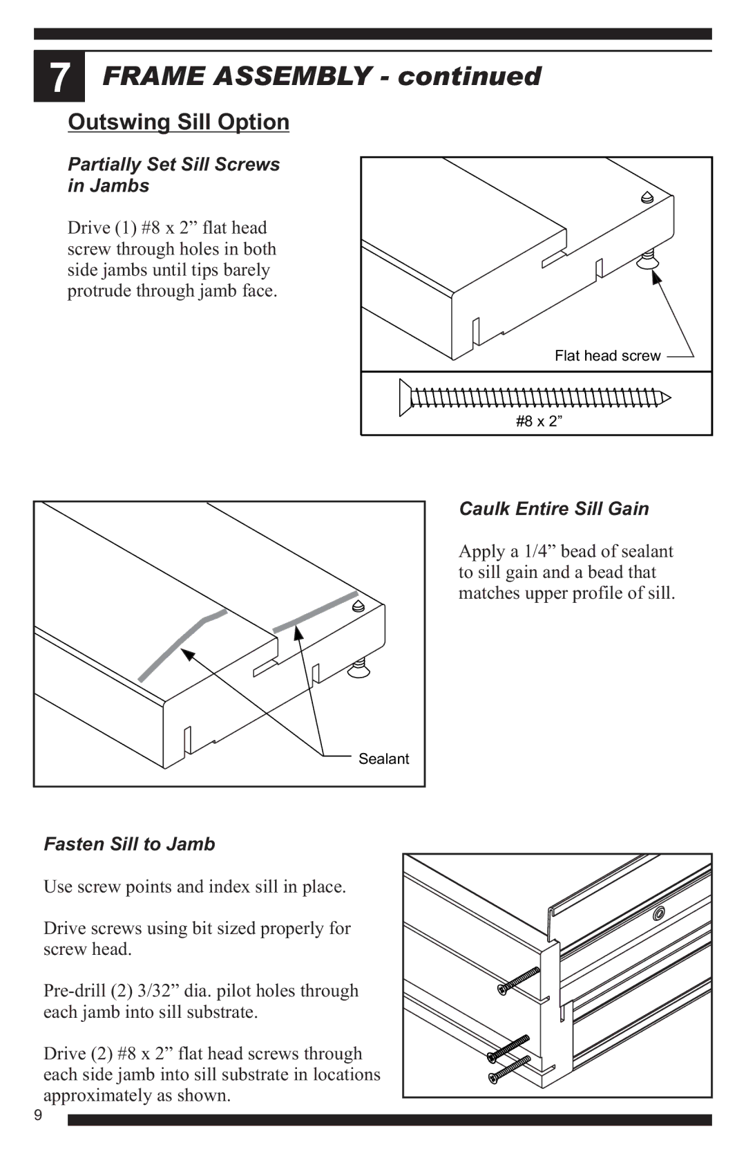 Therma-Tru Hinged Patio Door System Single Panel Assembly Unit Frame Assembly, Outswing Sill Option, Fasten Sill to Jamb 