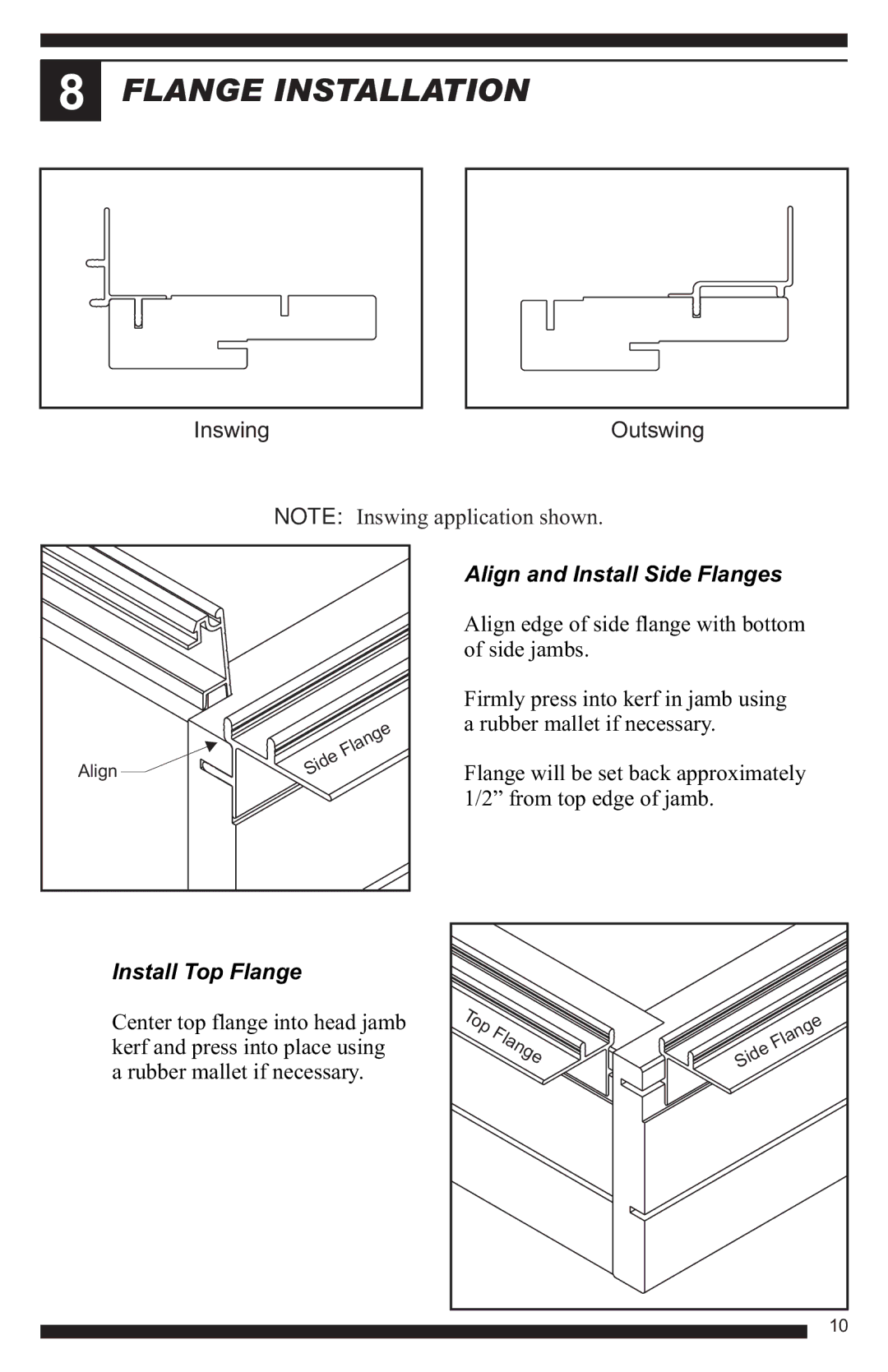 Therma-Tru Hinged Patio Door System Single Panel Assembly Unit manual Flange Installation, Install Top Flange 