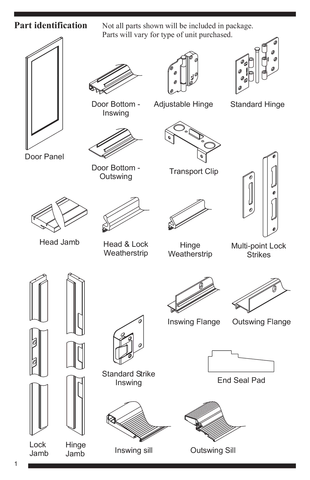 Therma-Tru Hinged Patio Door System Single Panel Assembly Unit manual 