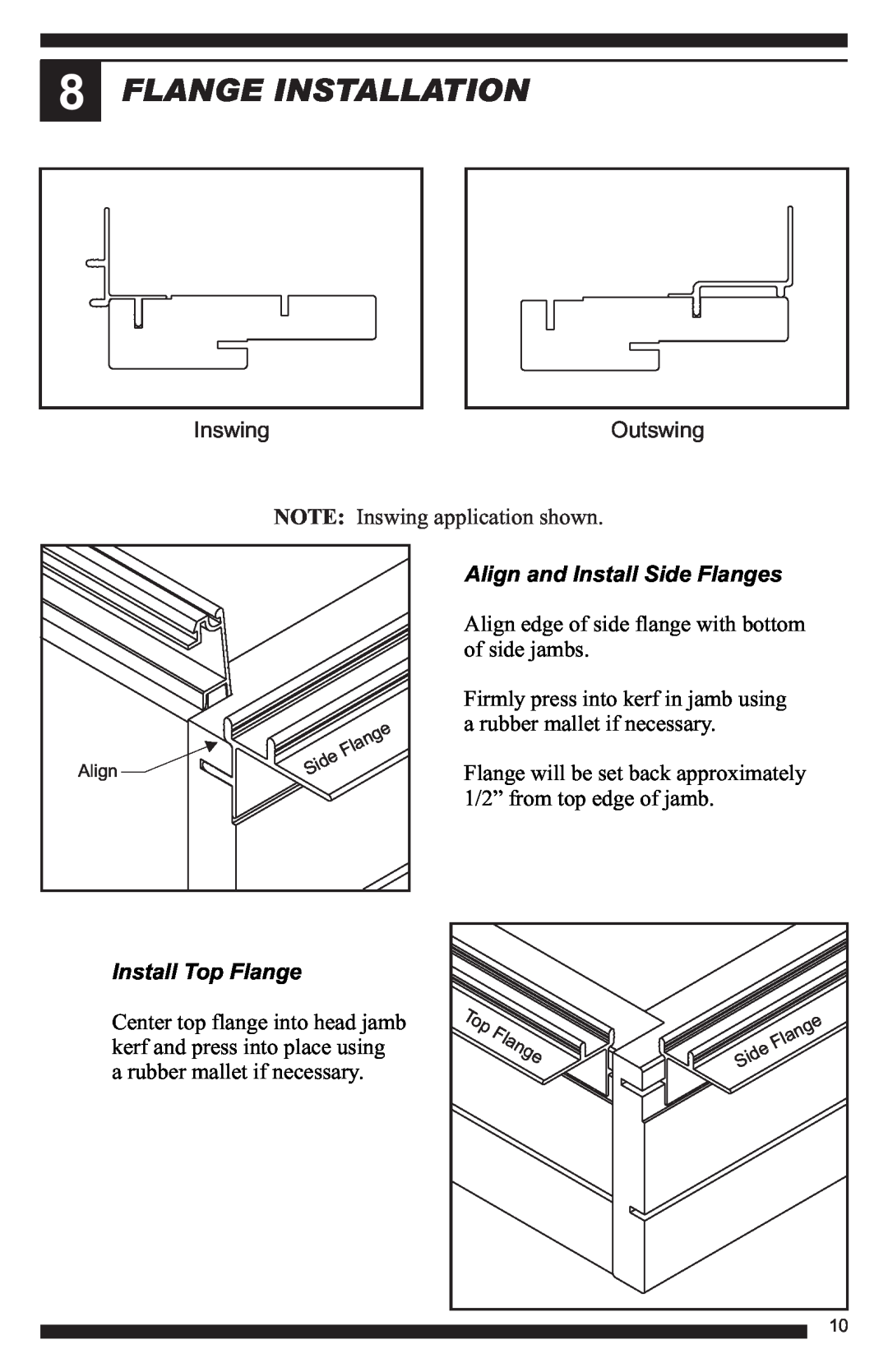 Therma-Tru Hinged Patio Door System Single Panel Assembly Unit manual Flange Installation, Install Top Flange 