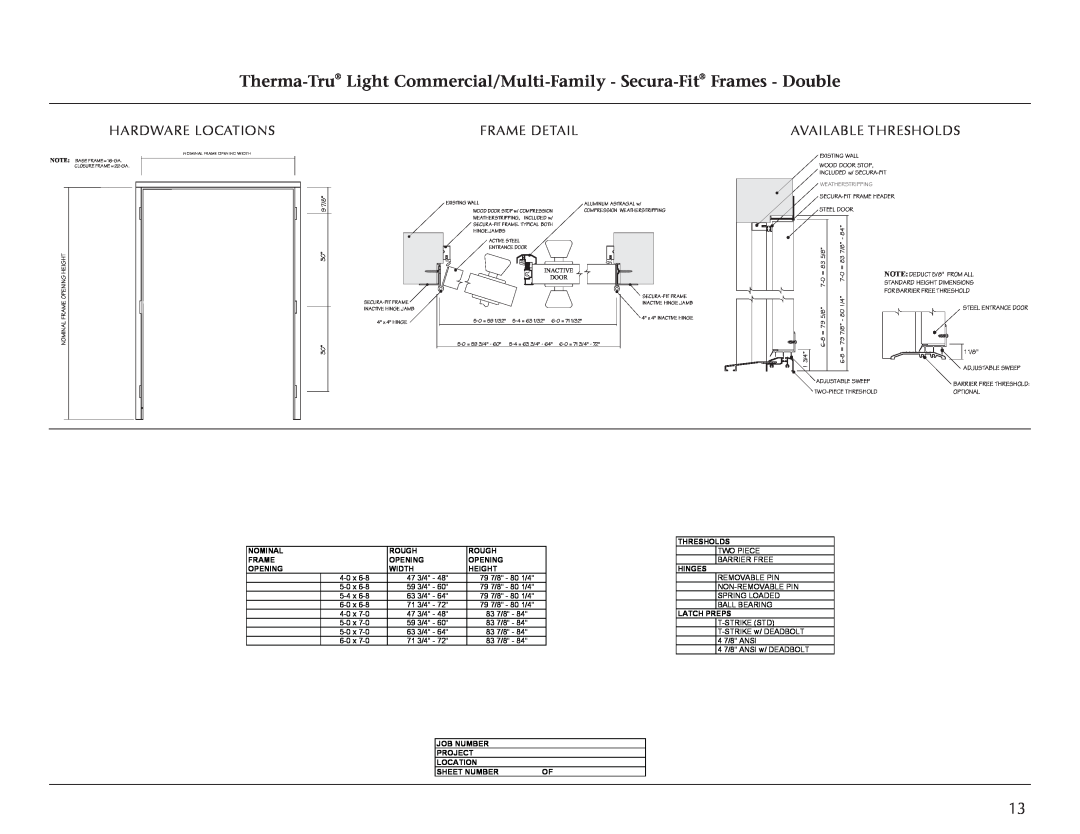 Therma-Tru Light Commercial Doors and Frames manual 4-0x 