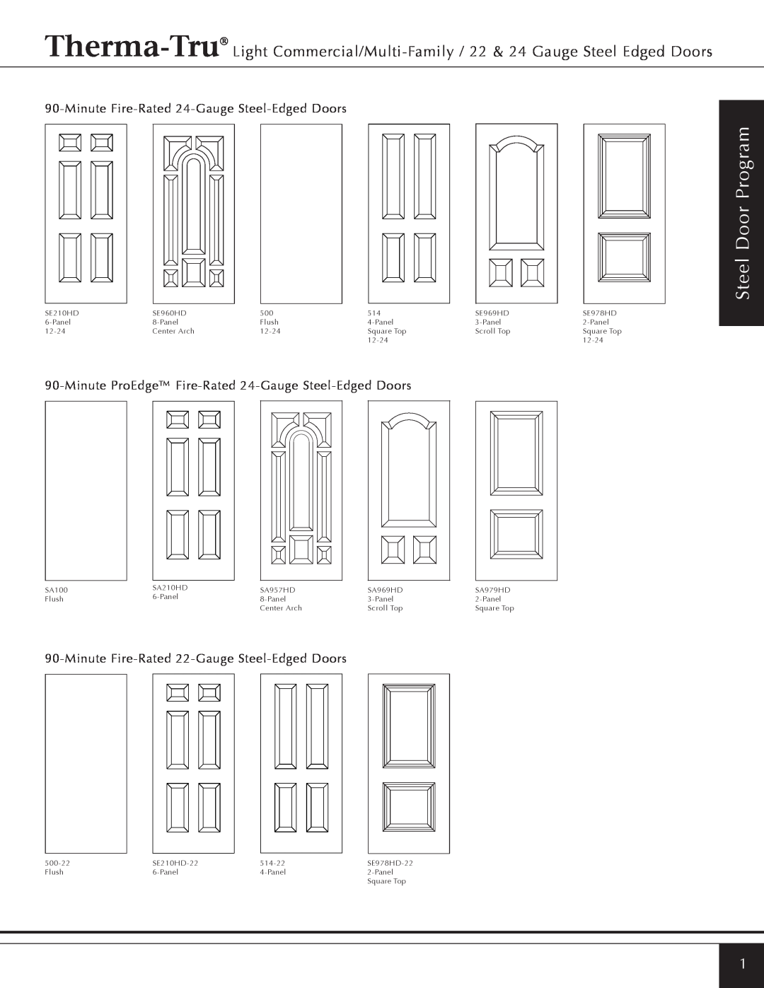 Therma-Tru Light Commercial/Multi-Family / 22 & 24 Gauge Steel Edged Door manual Steel Door Program 