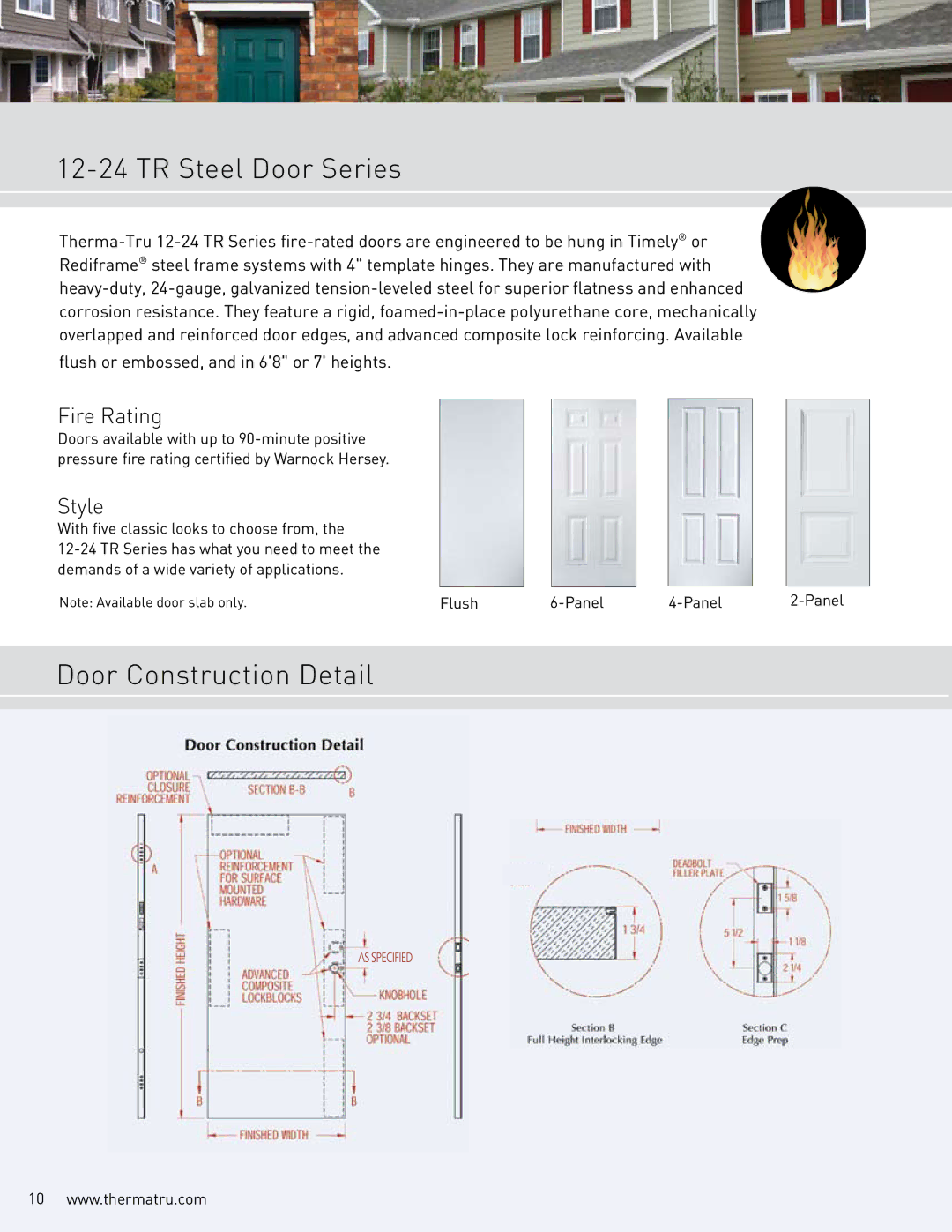 Therma-Tru Multi-Family Pre-Hung, Light Commercial Pre-Hung manual TR Steel Door Series, Style 