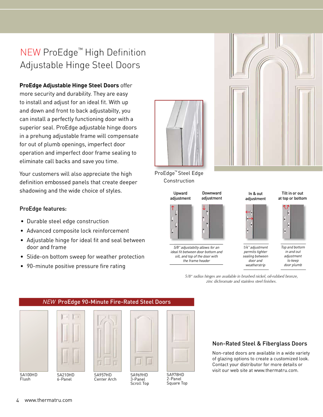 Therma-Tru Multi-Family Pre-Hung, Light Commercial Pre-Hung manual New ProEdge High Definition Adjustable Hinge Steel Doors 