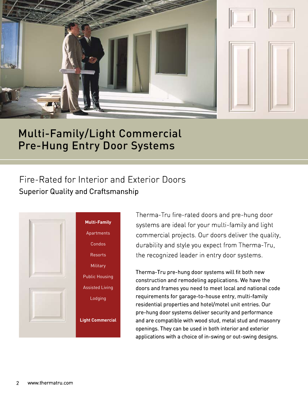 Therma-Tru Multi-Family Pre-Hung manual Fire-Ratedfor Interior and Exterior Doors, Superior Quality and Craftsmanship 