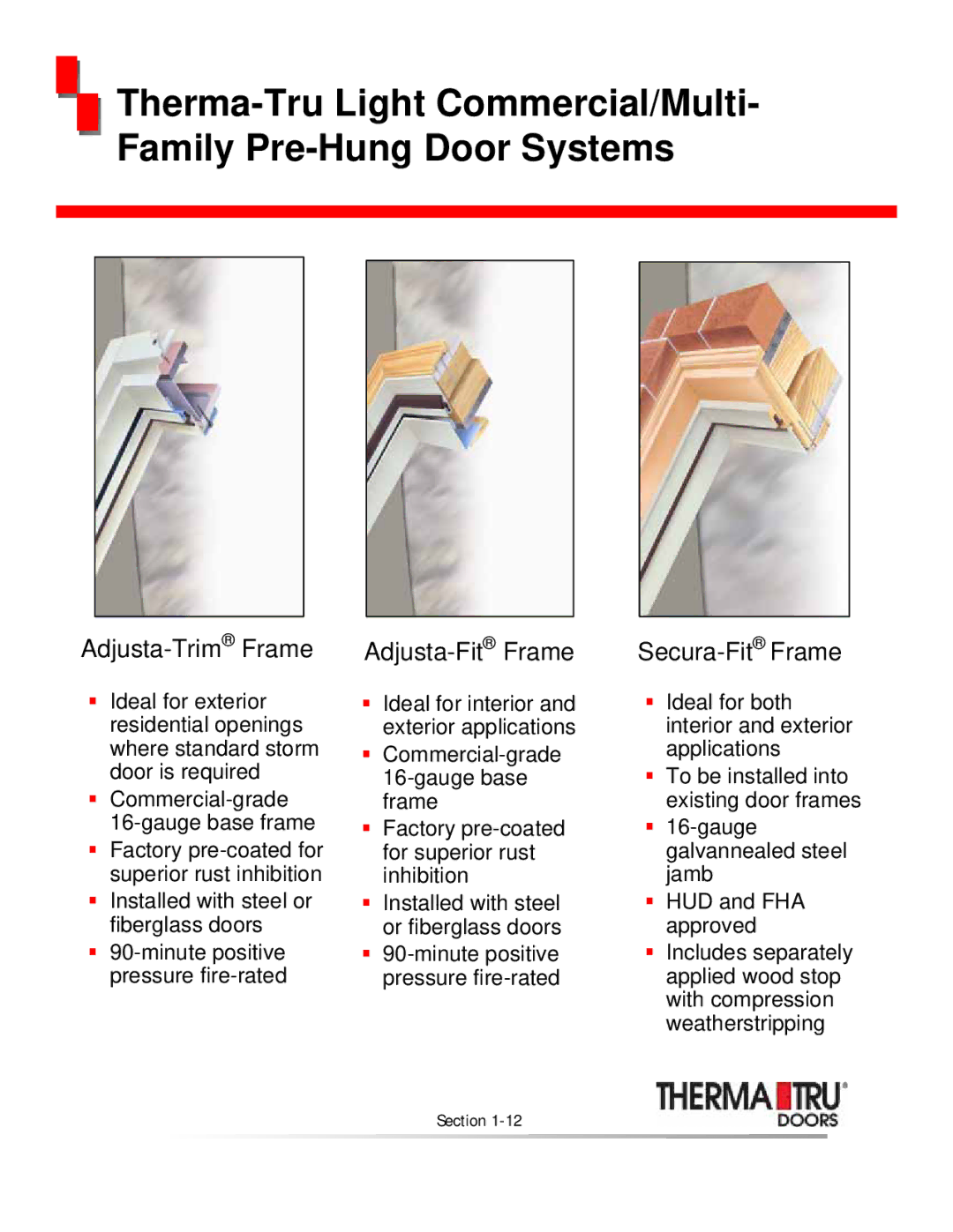 Therma-Tru none manual Adjusta-TrimFrame 