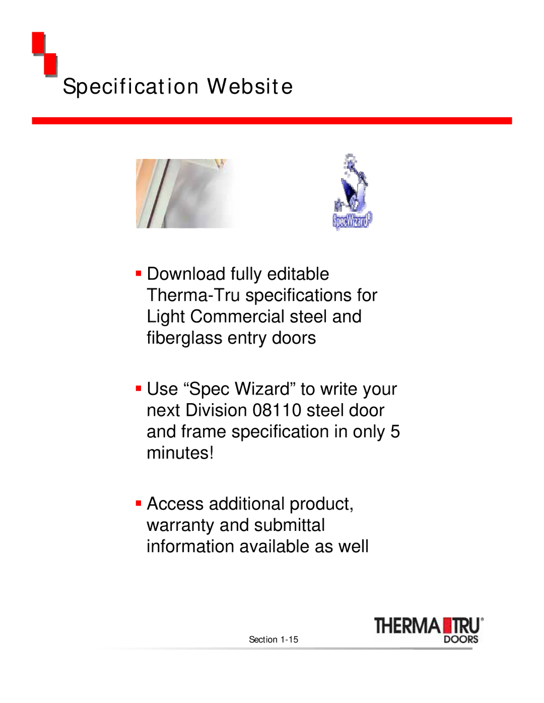 Therma-Tru none manual Specification Website 