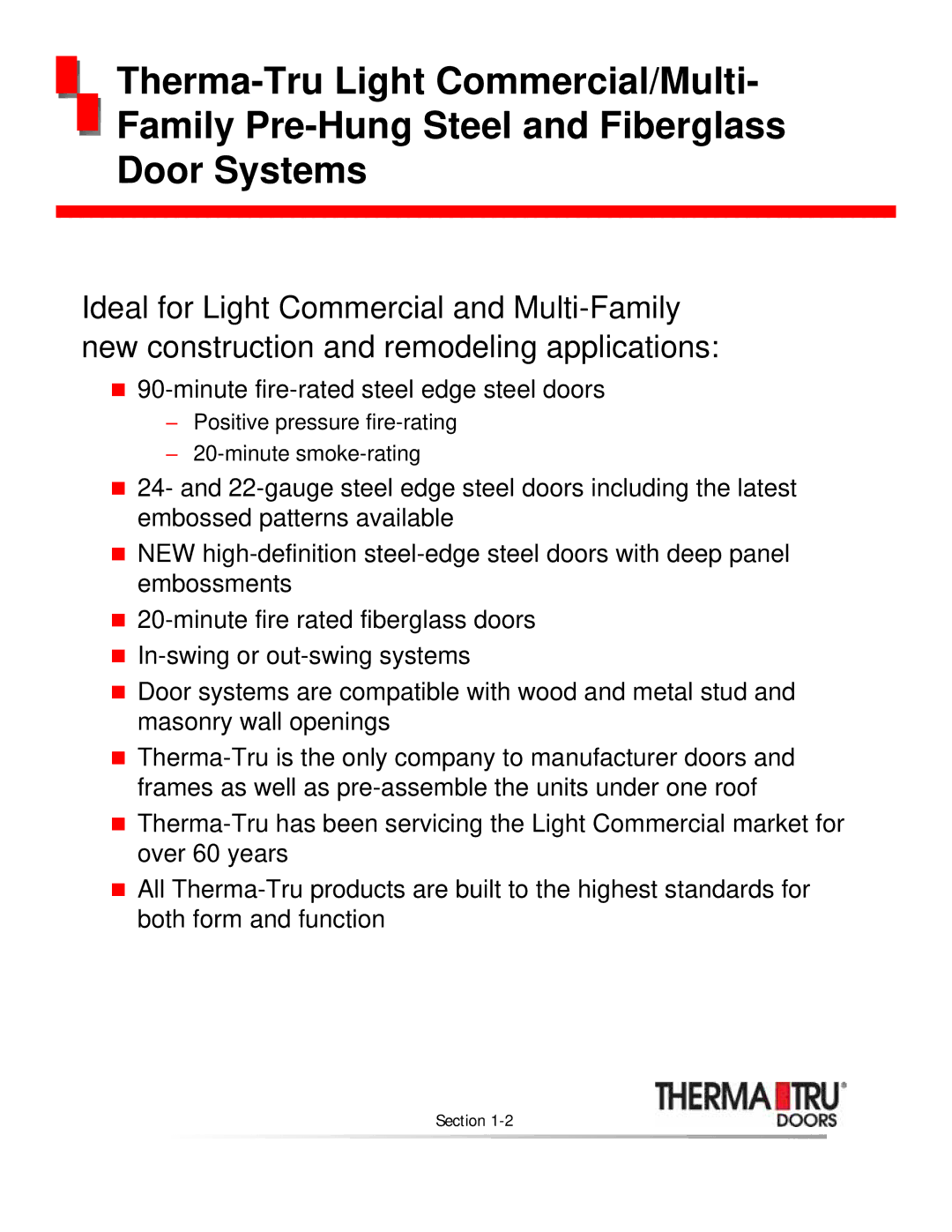 Therma-Tru none manual „ 90-minute fire-rated steel edge steel doors 