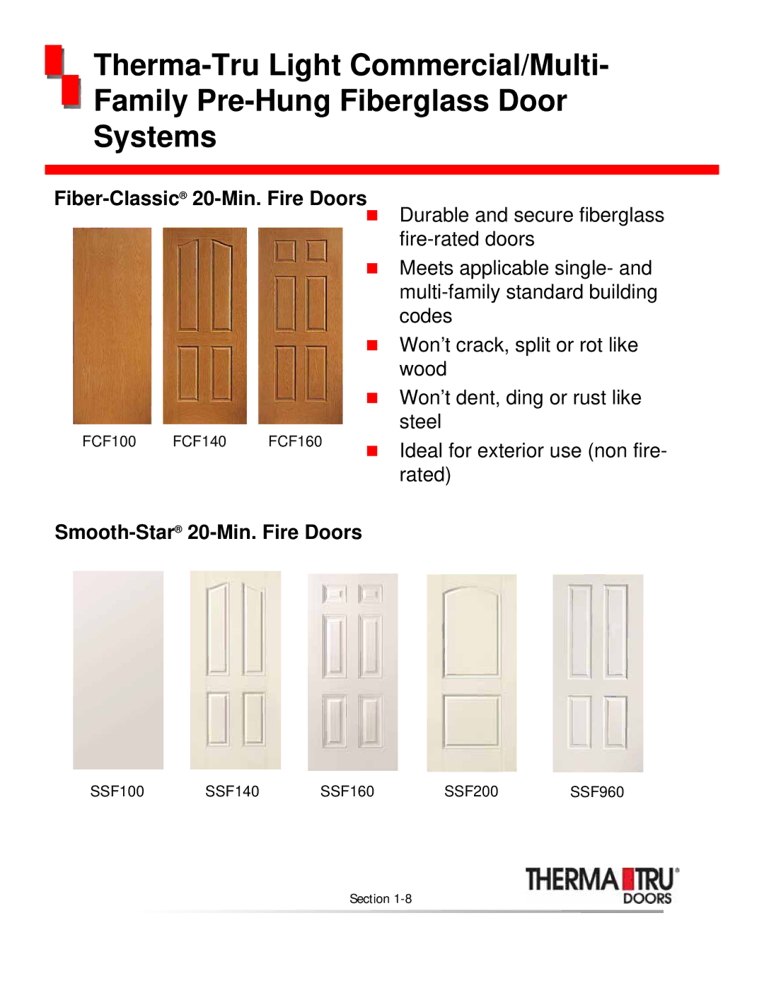 Therma-Tru none manual Smooth-Star20-Min. Fire Doors 