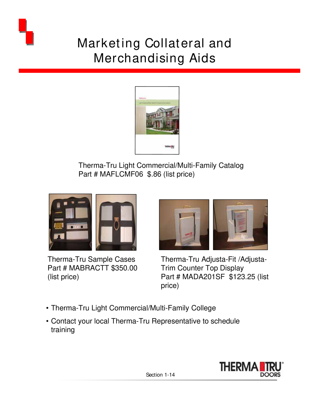 Therma-Tru none manual Marketing Collateral and Merchandising Aids 