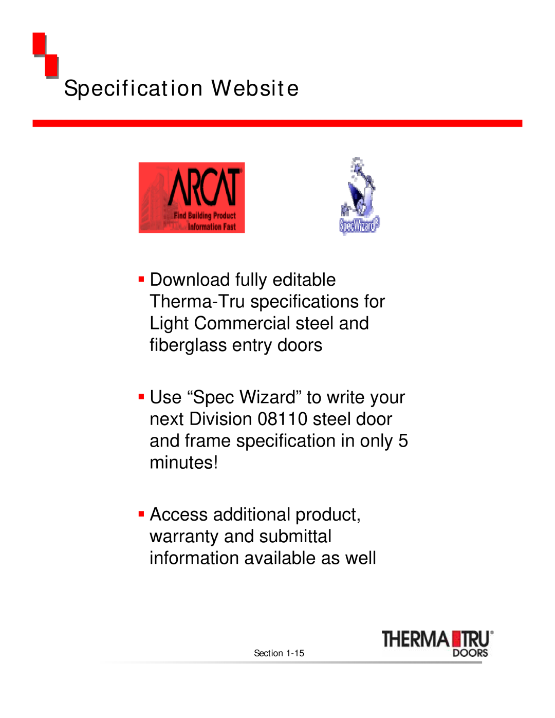 Therma-Tru none manual Specification Website 