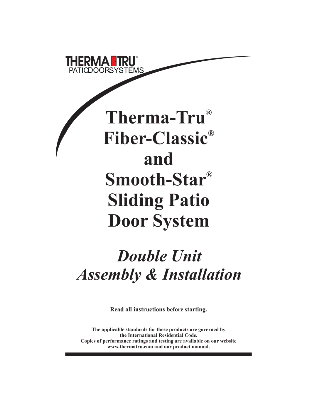 Therma-Tru Fiber-Classic, Smooth-Star manual Double Unit Assembly & Installation 