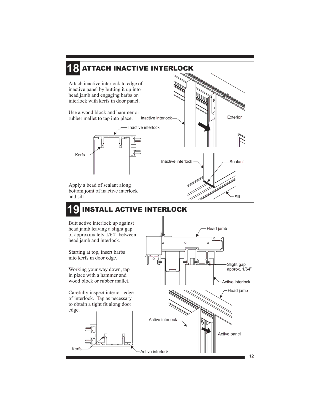 Therma-Tru Fiber-Classic, Smooth-Star manual Attach Inactive Interlock, Install Active Interlock 