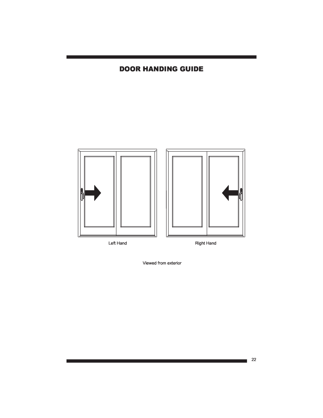 Therma-Tru Fiber-Classic, Smooth-Star manual Door Handing Guide, Left Hand, Right Hand, Viewed from exterior 