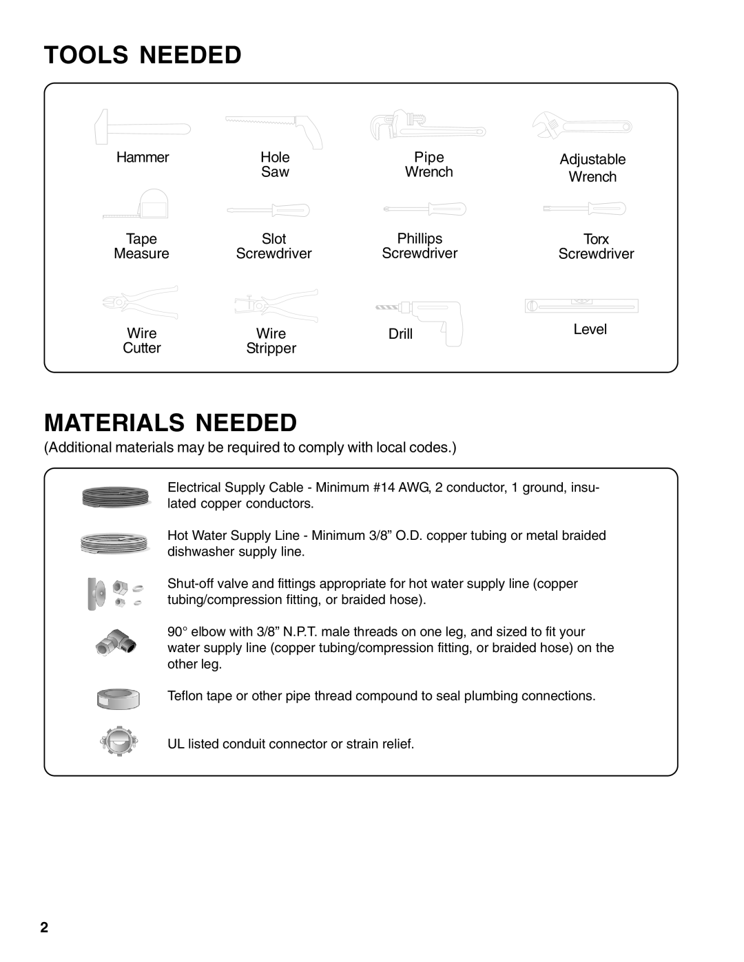 Thermador 9000039271 installation instructions Tools Needed, Materials Needed 