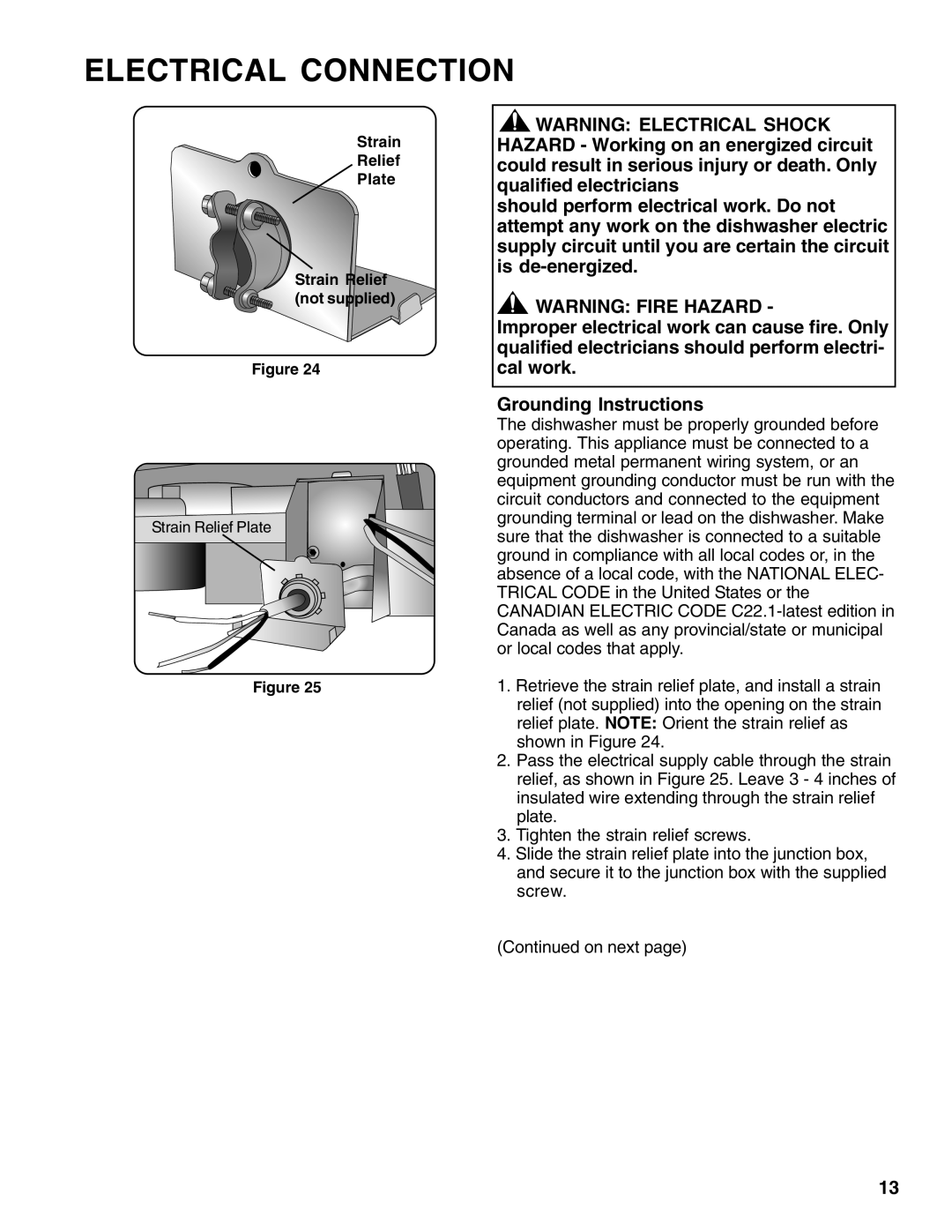 Thermador 9000039271 installation instructions Electrical Connection, Warning Fire Hazard, Grounding Instructions 