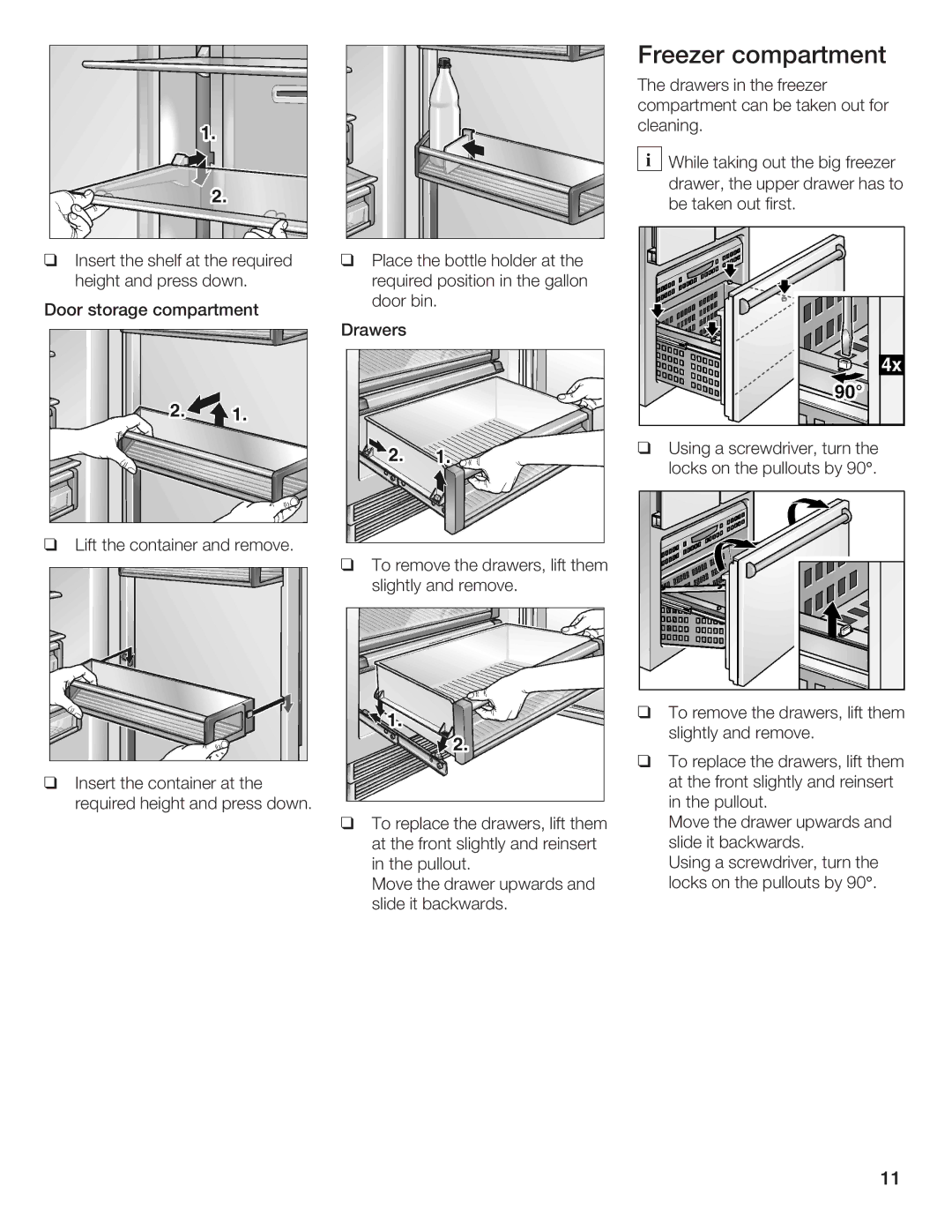 Thermador 9000189698 manual Freezer compartment 