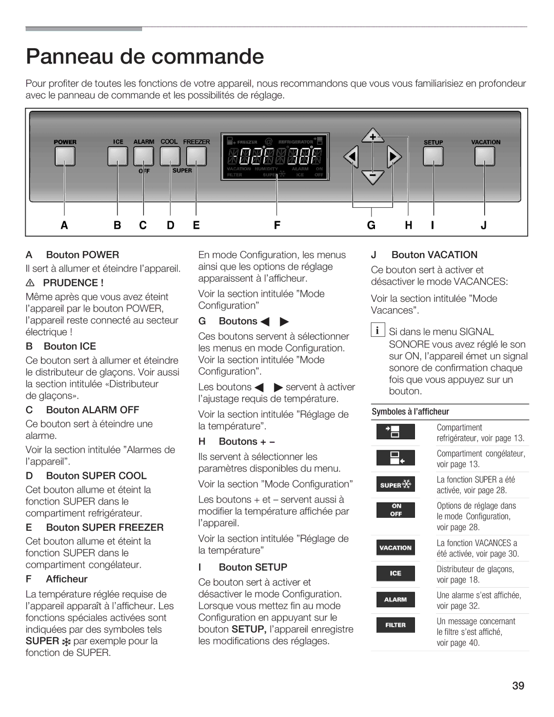 Thermador 9000189698 manual Panneau de commande, Setup Super $ 