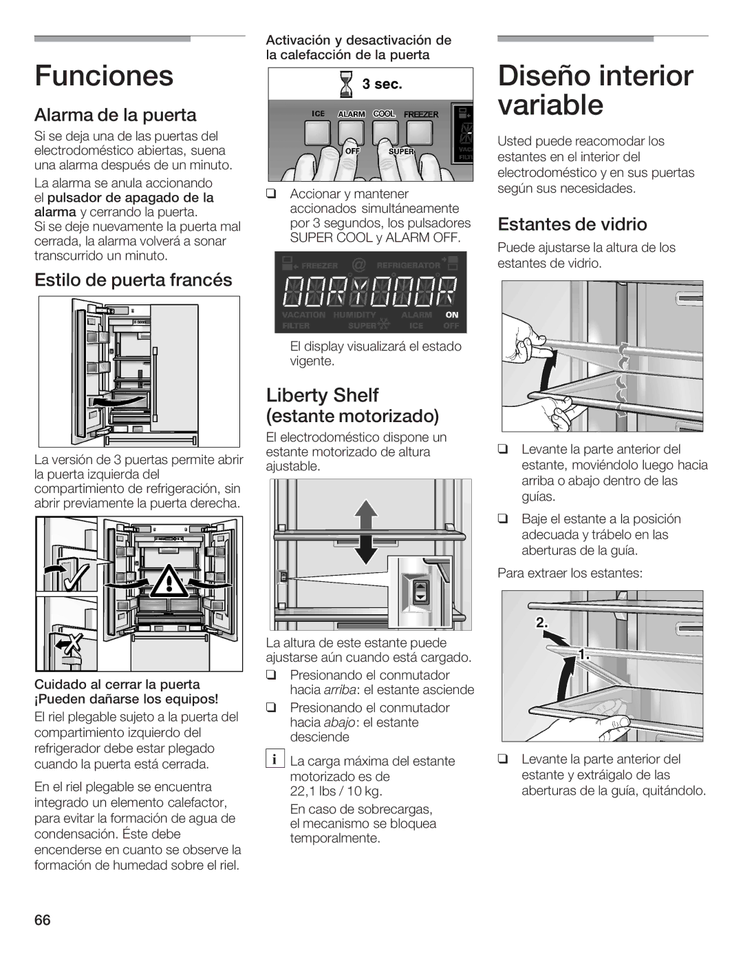 Thermador 9000189698 manual Funciones, Diseño interior variable, Liberty Shelf 