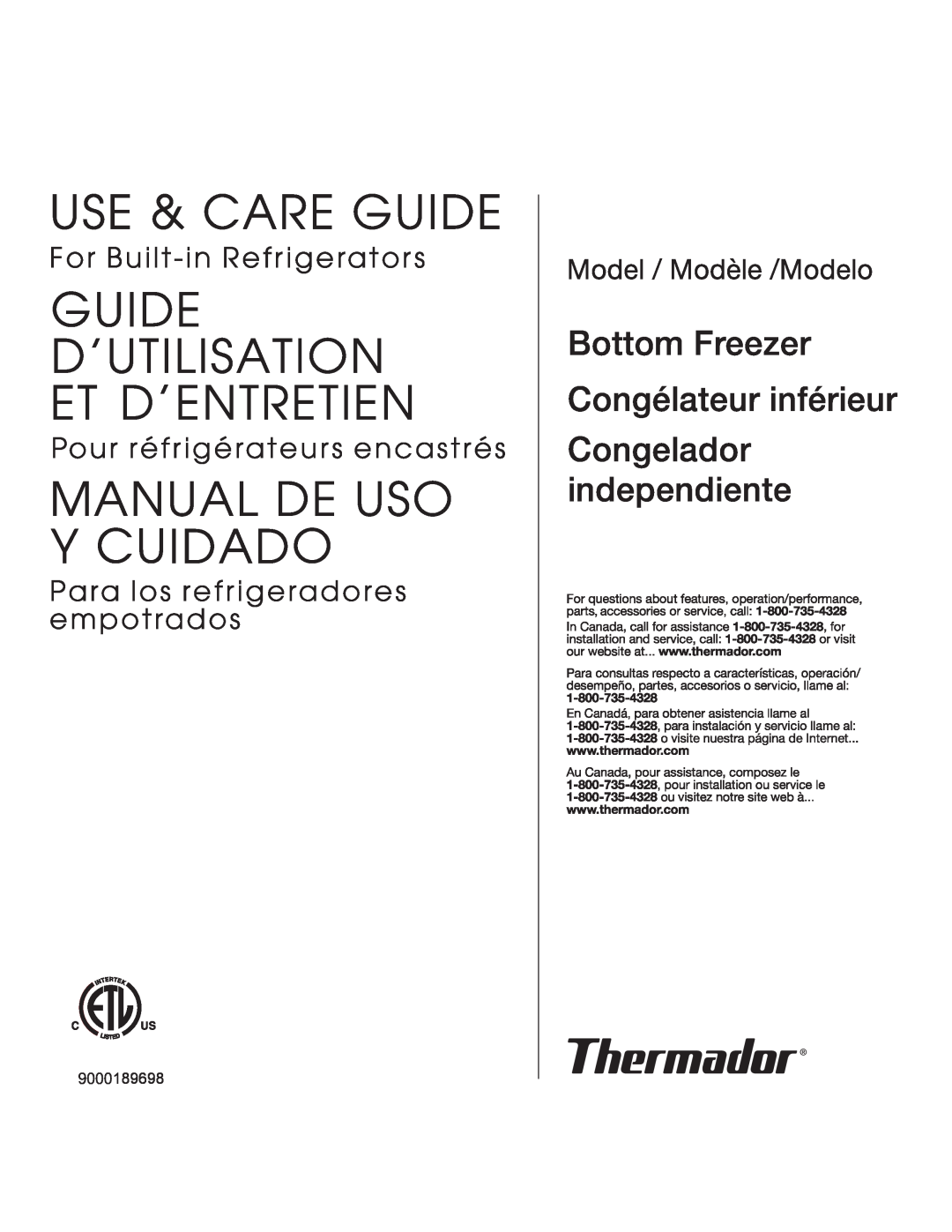 Thermador 9000189698 manual 