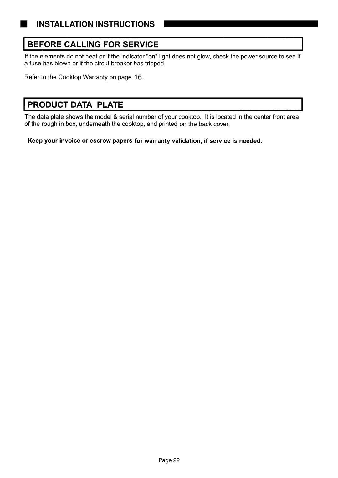 Thermador CE365, CE456, CE304, CER30 manual Installation Instructions 