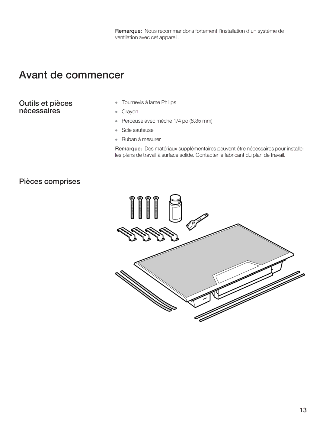 Thermador CEM304FS, CET304FS, CES366FS, CES304FS, CES365FS, CEM365FS, CET366FS manual Avant de commencer 