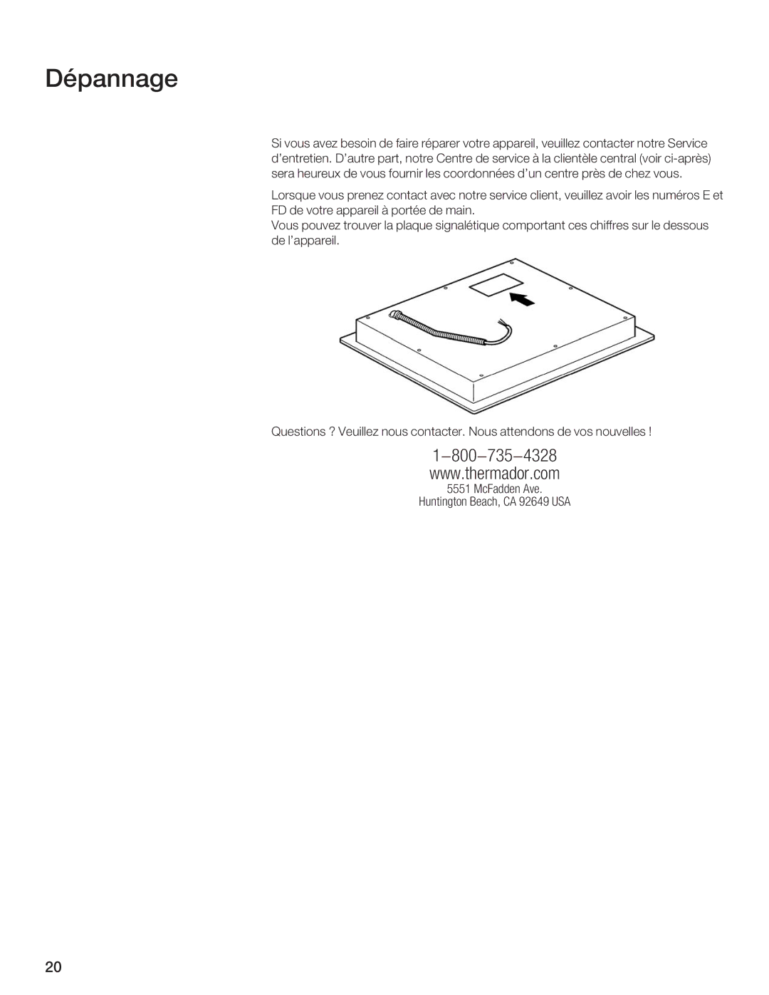 Thermador CEM304FS, CET304FS, CES366FS, CES304FS, CES365FS, CEM365FS, CET366FS manual Dépannage 