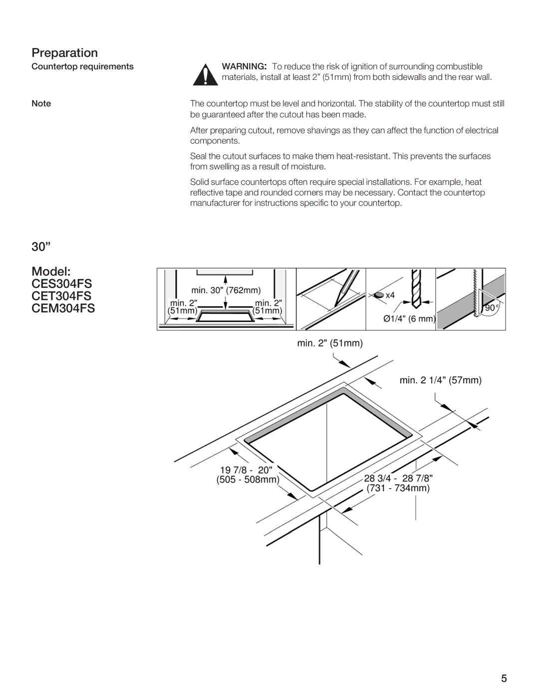 Thermador CET366FS, CES366FS, CES365FS, CEM365FS manual CES304FS CET304FS CEM304FS 