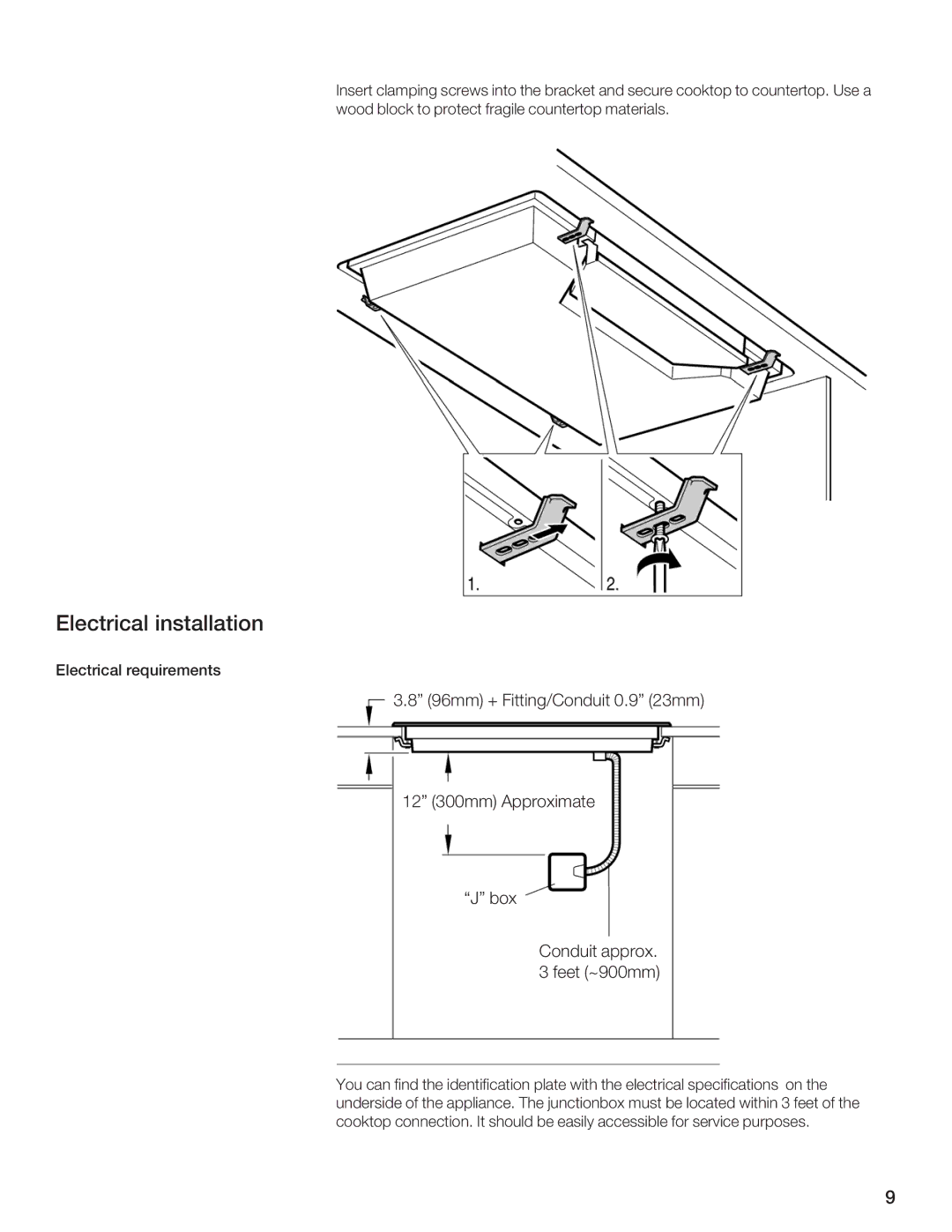 Thermador CES304FS, CET304FS, CES366FS, CES365FS, CEM365FS, CET366FS, CEM304FS manual Electrical installation 