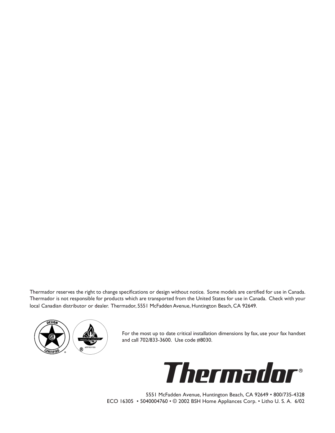 Thermador CGB48FSZLP, CGB30CZLP, CGB36FZLP, CGB48FZLP, CG848FSZLP manual P R O V E D 