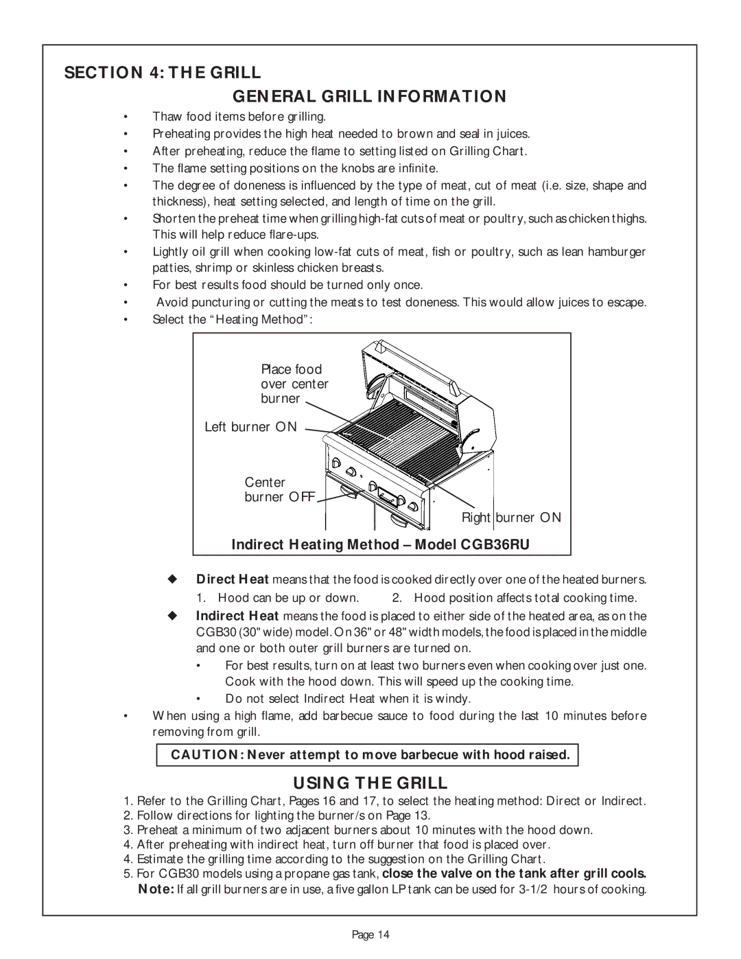 Thermador CGB48RSBU, CGB48RU, CGB30RCULP, CGB36RU manual Grill General Grill Information, Using the Grill 