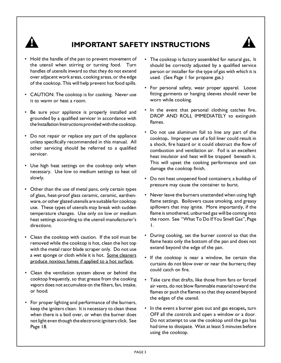 Thermador CGX456, CGX304, CGX365, CD365, CD456 manual Important Safety Instructions 