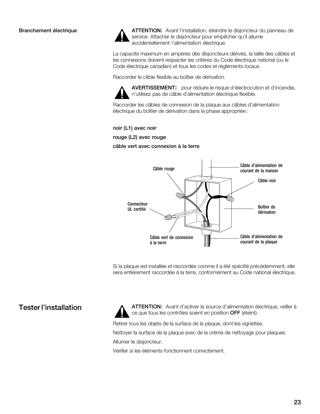 Thermador CIS365 installation instructions Tester linstallation 