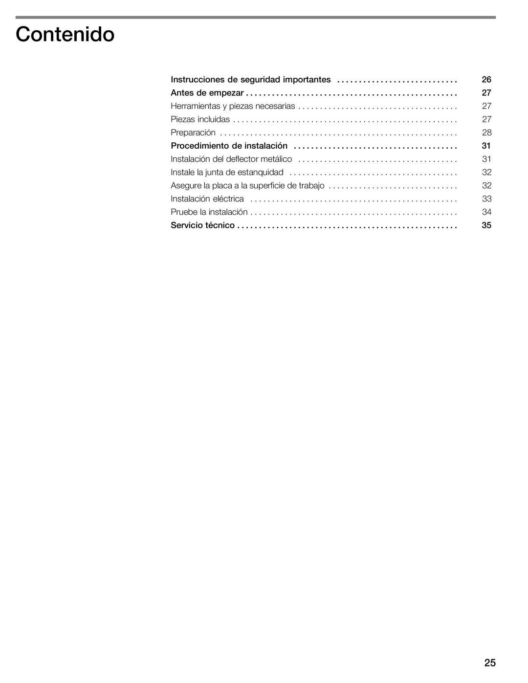 Thermador CIS365 installation instructions Contenido 