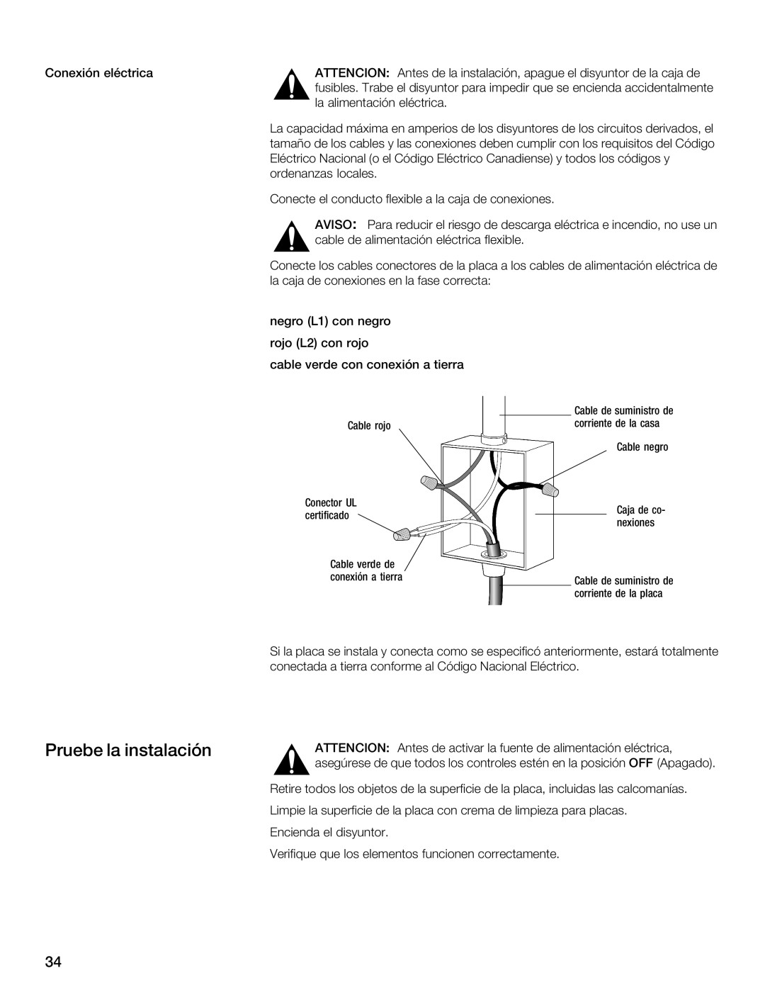 Thermador CIS365 installation instructions Pruebe la instalación 