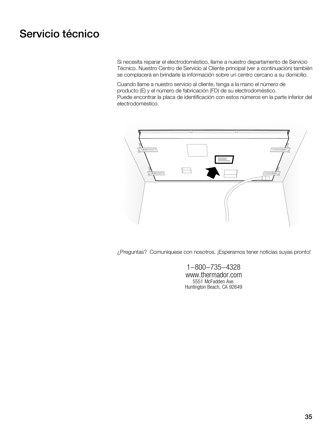 Thermador CIS365 installation instructions Servicio técnico 