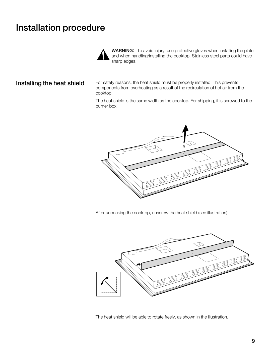 Thermador CIS365 installation instructions Installation procedure 