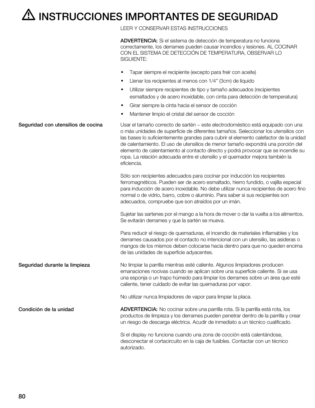 Thermador CIS365GB manual Instrucciones Importantes DE Seguridad 