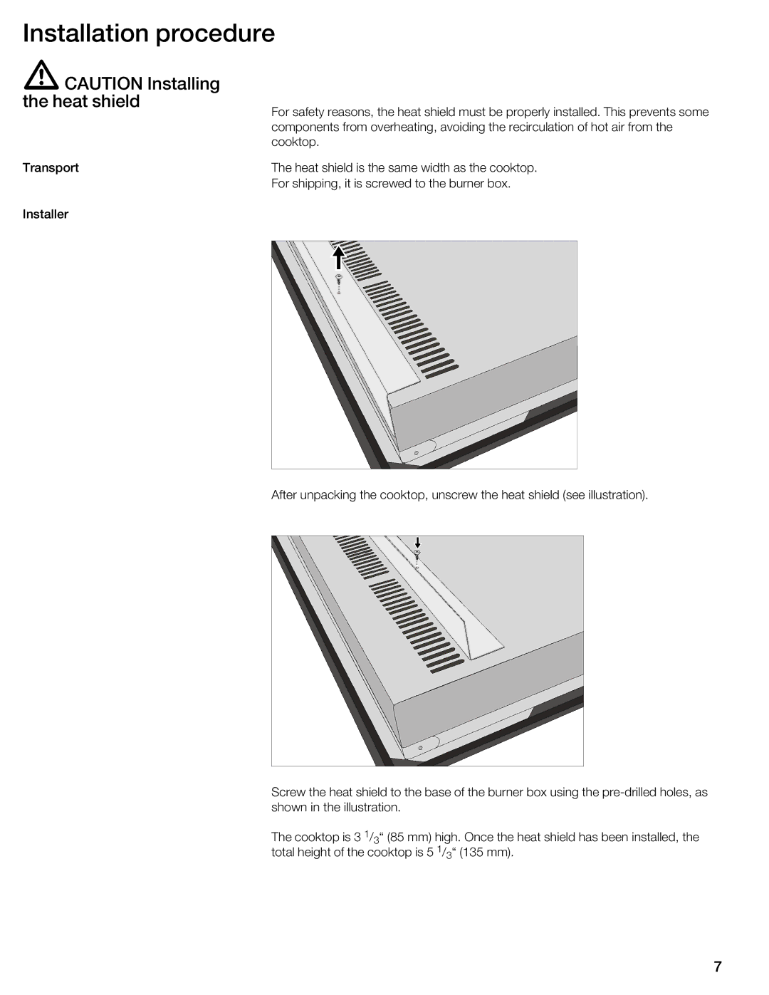 Thermador CIT30 manual Installation procedure 