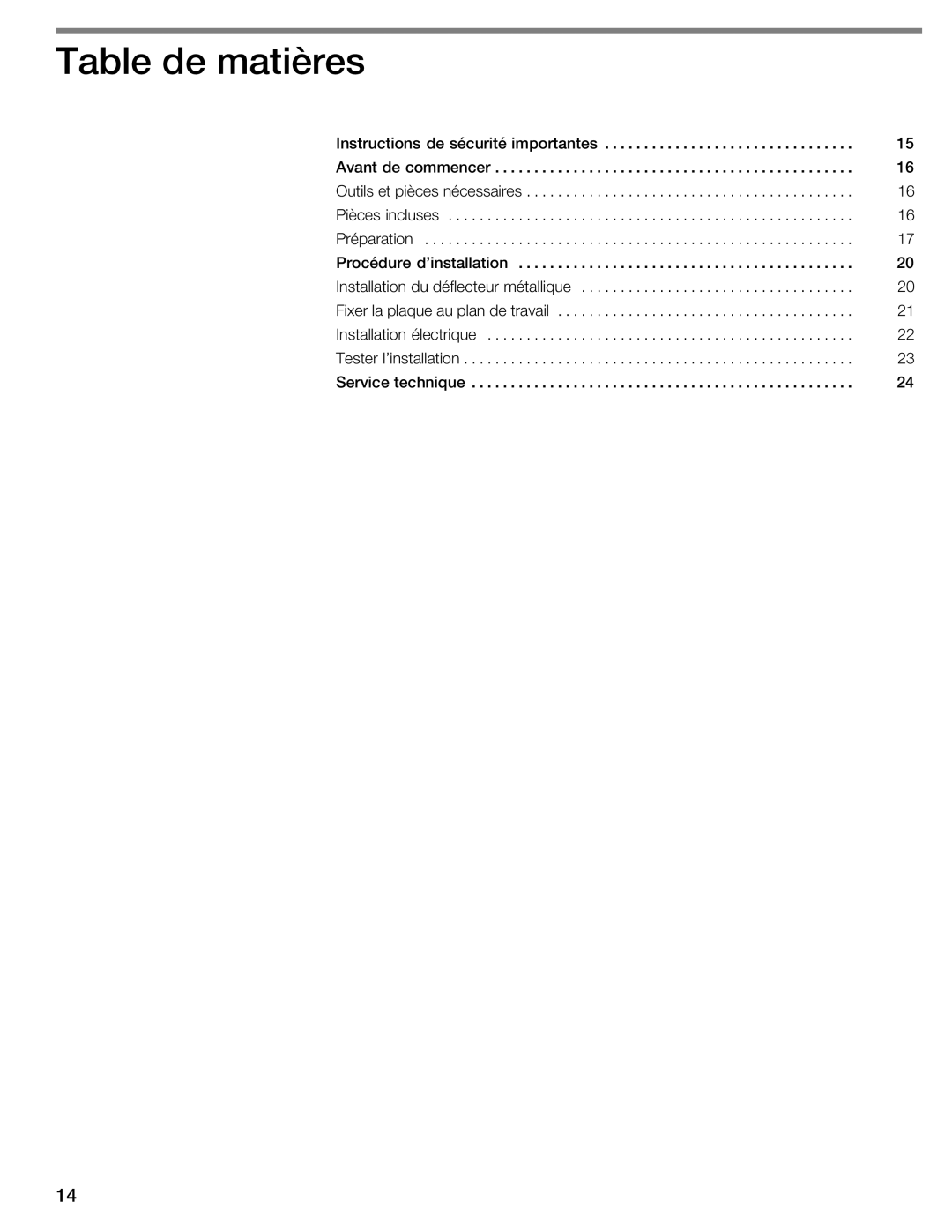 Thermador CIT365, CIT304 manual Table de matières 