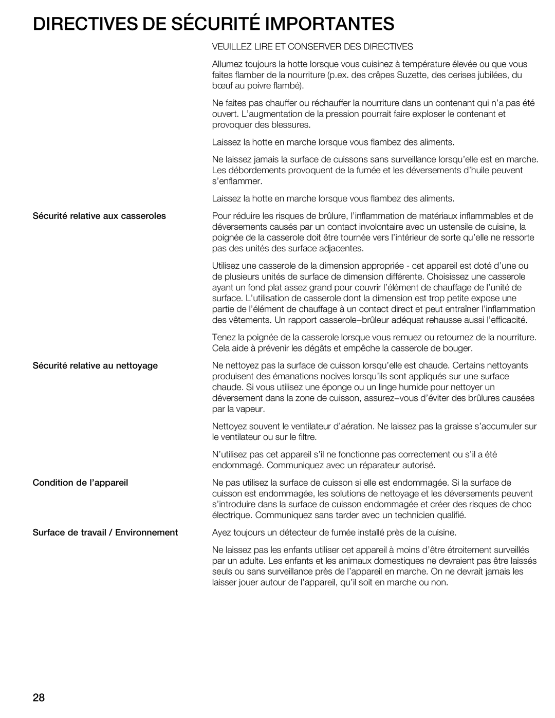 Thermador CIT304E manual Enfants utiliser cet appareil à moins dêtre étroitement s 