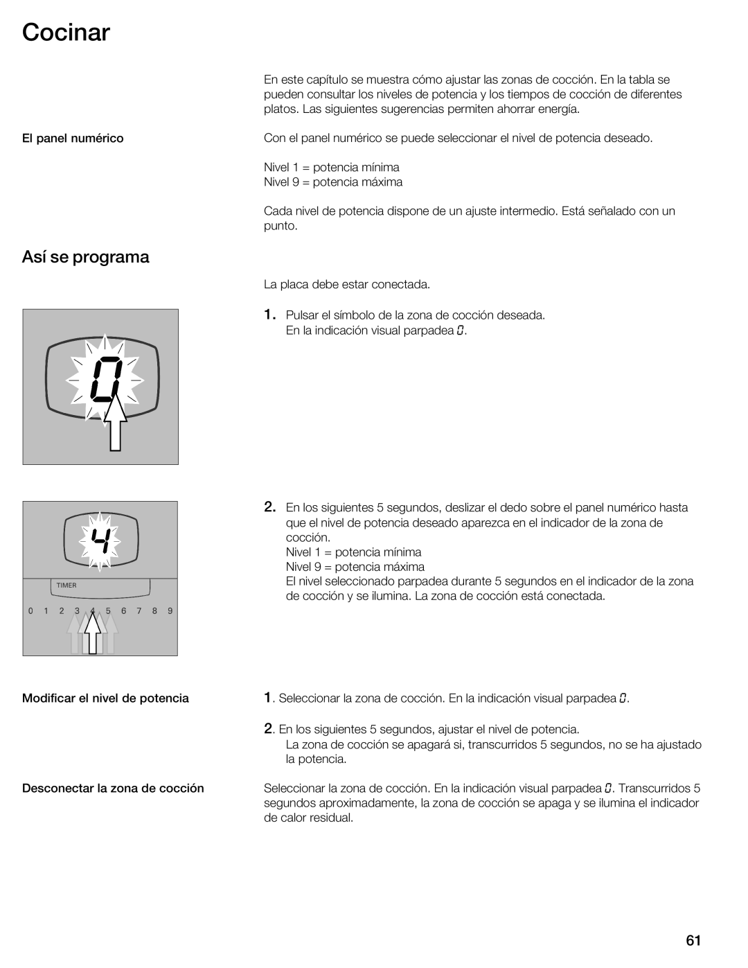 Thermador CIT304E manual Cocinar, Así se programa 