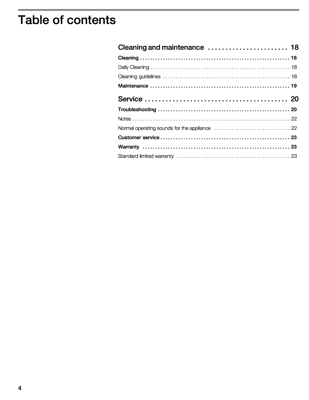 Thermador CIT304E manual Service, Table of contents 