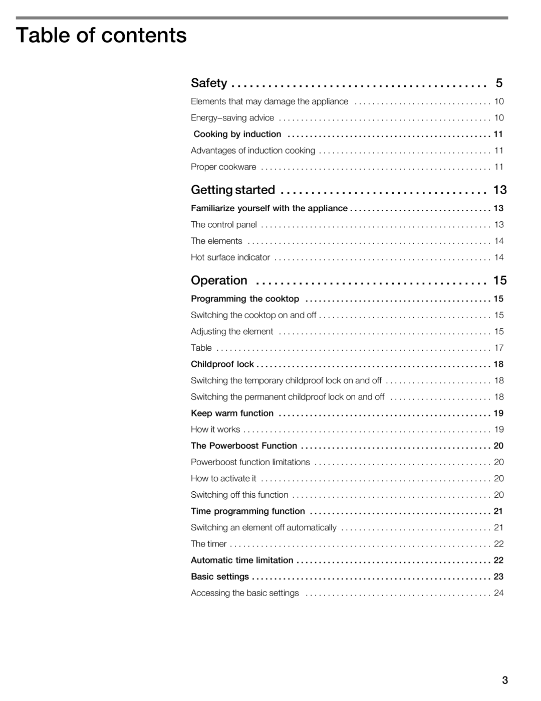 Thermador CIT304GM, CIT304GB manual Table of contents 