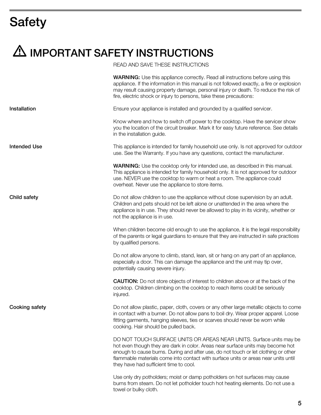 Thermador CIT304GM, CIT304GB manual ISafety, Important Safety Instructions, Read and Save These Instructions, Not 