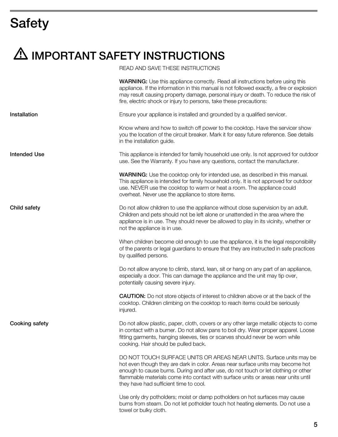 Thermador CIT365GM, CIT365GB manual ISafety, Important Safety Instructions, Read and Save These Instructions, Not 