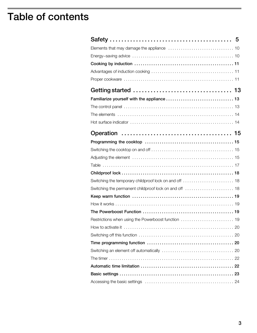 Thermador CIT365GM, CIT365GB manual Table of contents 